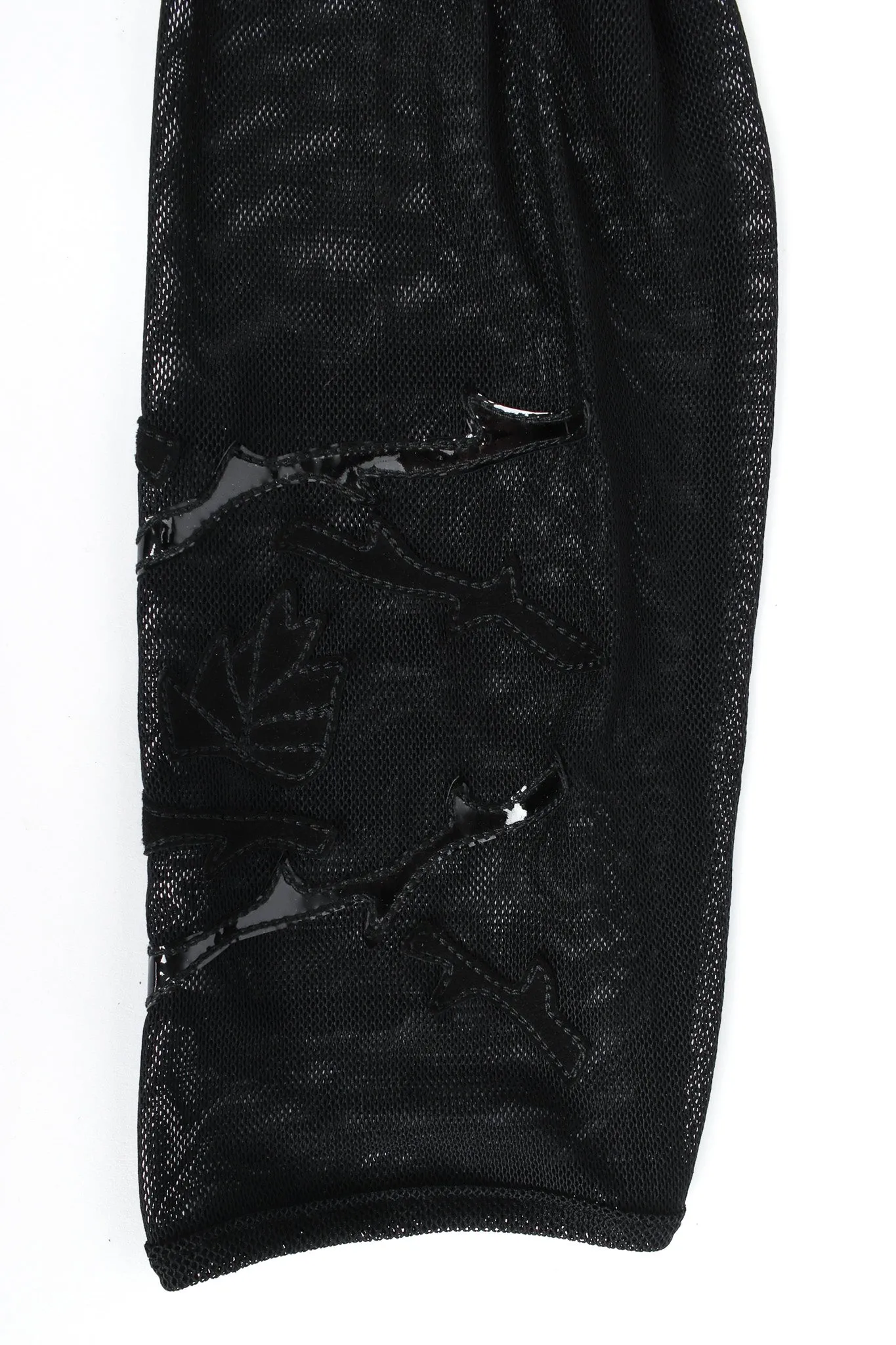 Rose Appliqué Leather Sheer Dress