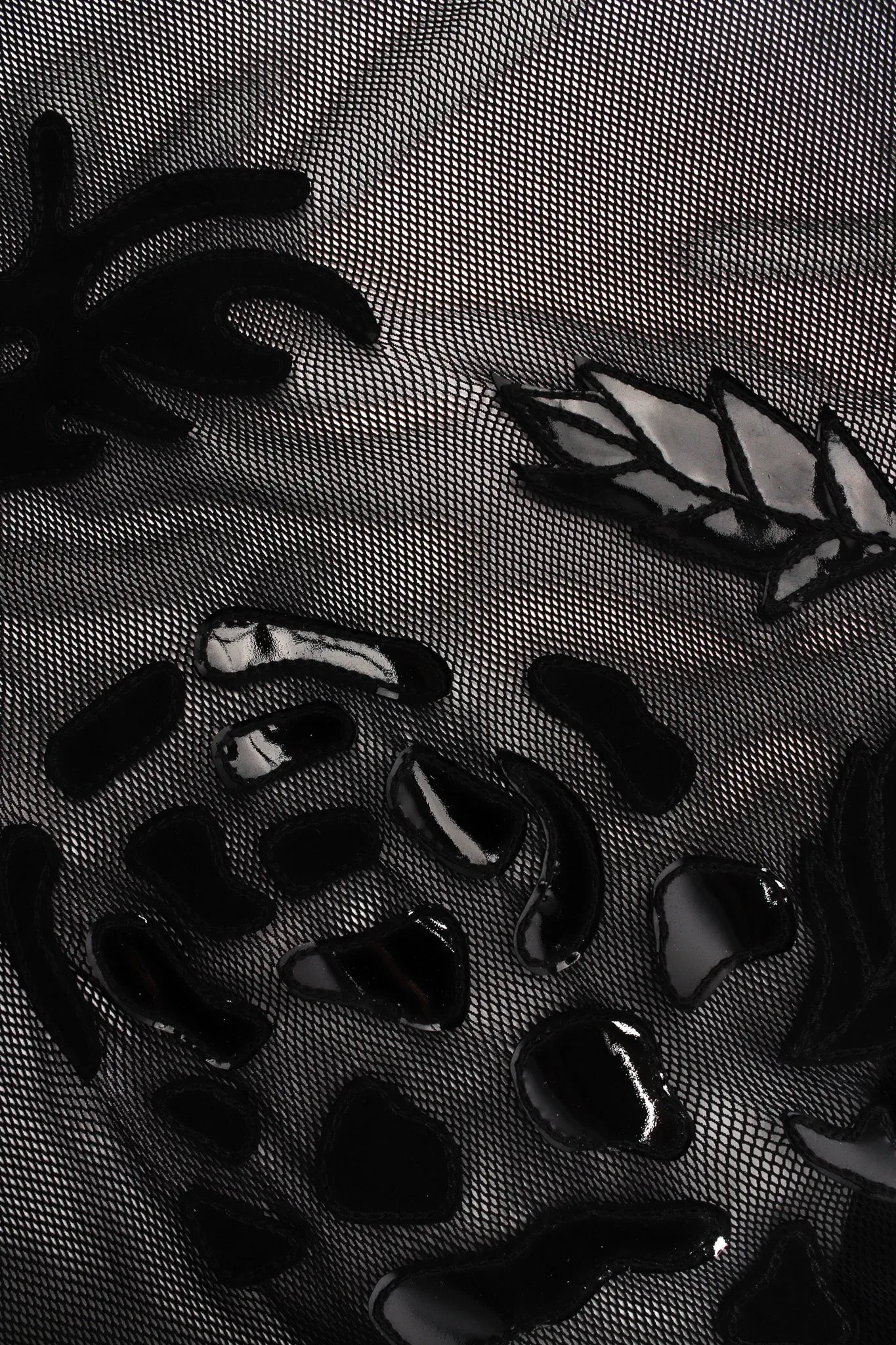 Rose Appliqué Leather Sheer Dress