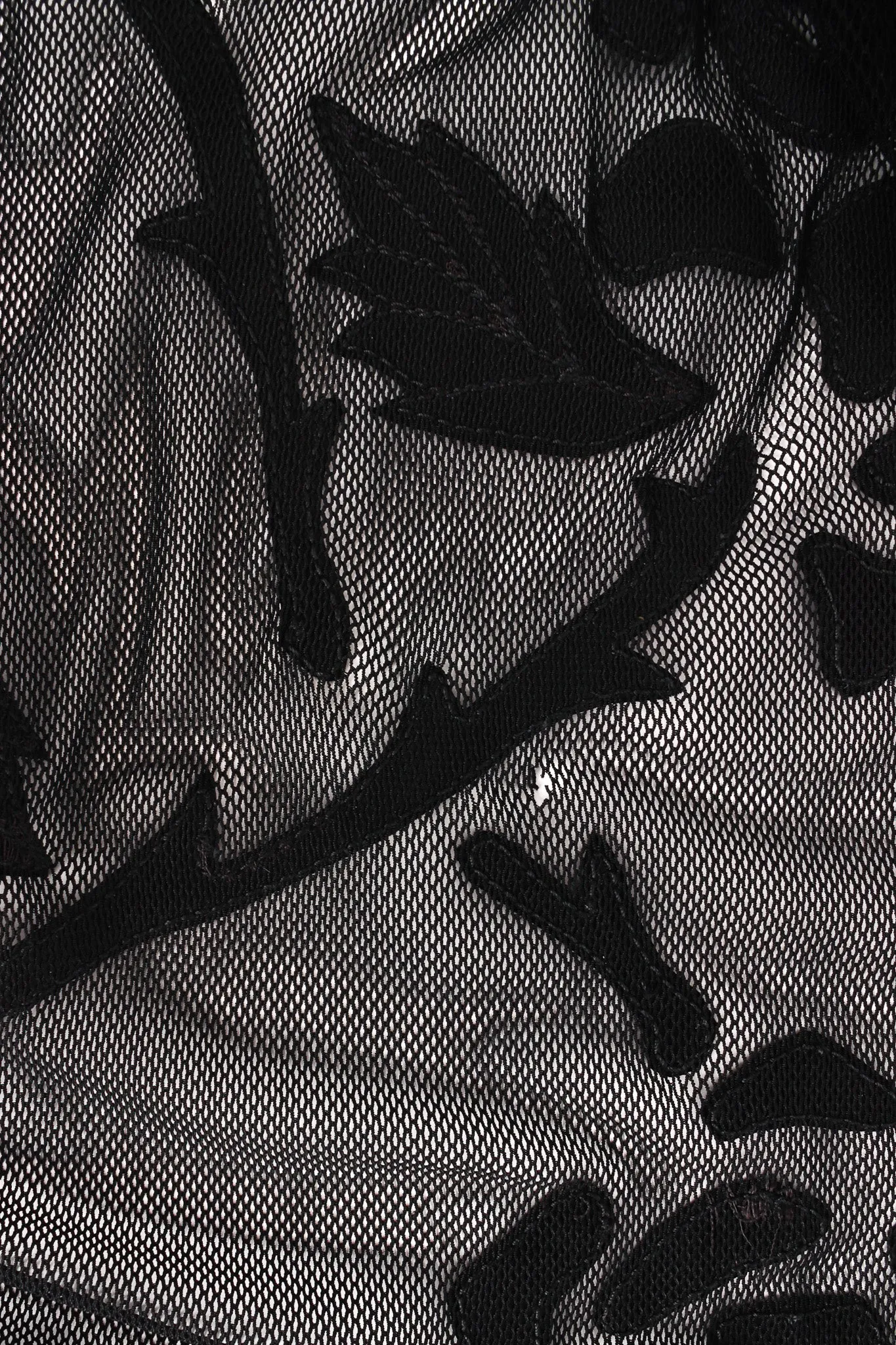 Rose Appliqué Leather Sheer Dress