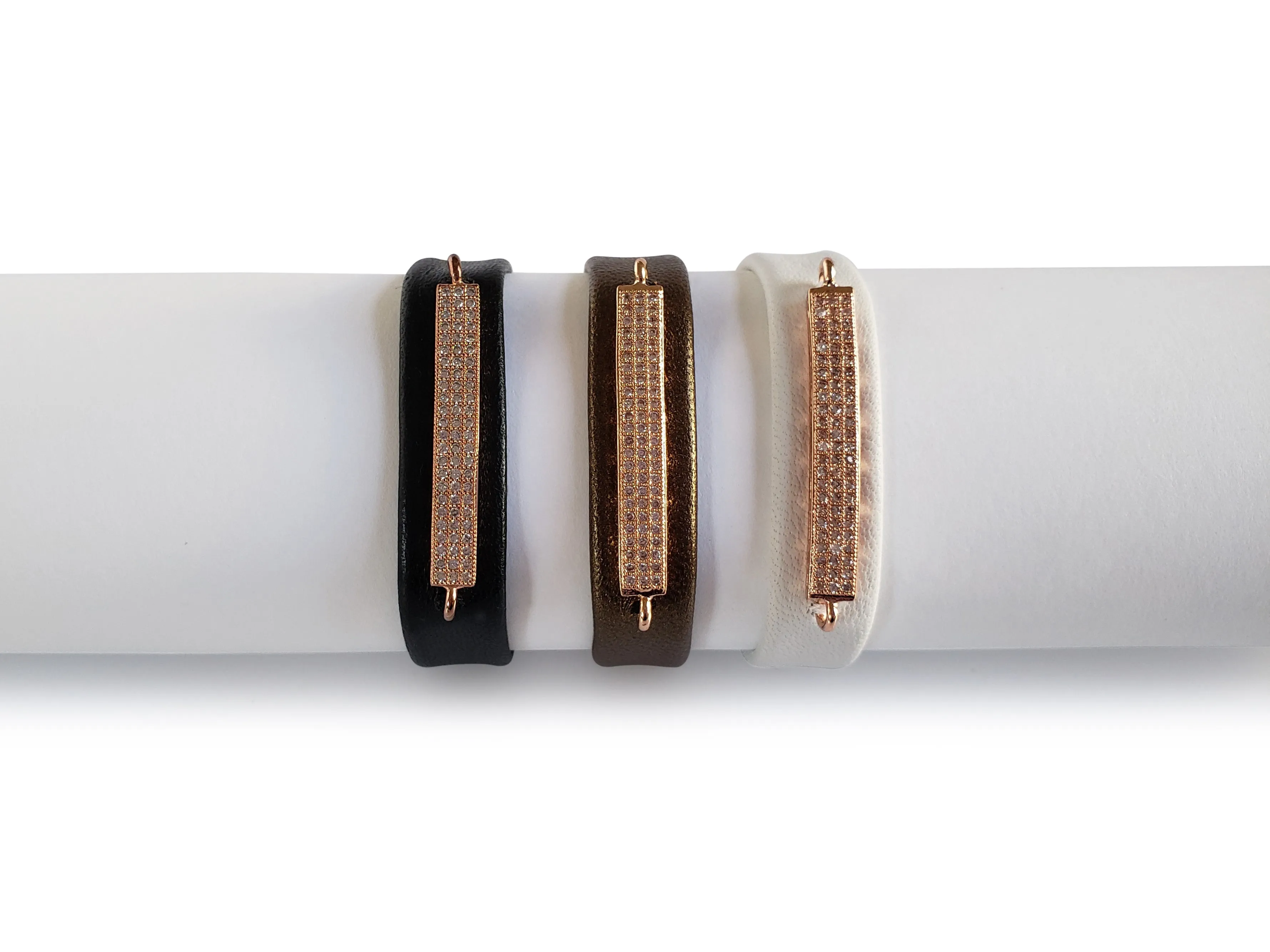 Rose Gold Micro Pave SZ Bar Bracelet