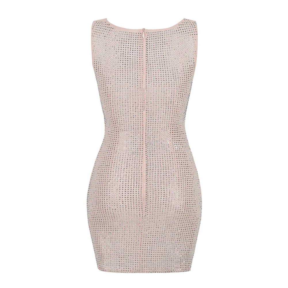 Round Neck Sleeveless Flower Mini Dress KLYF1024