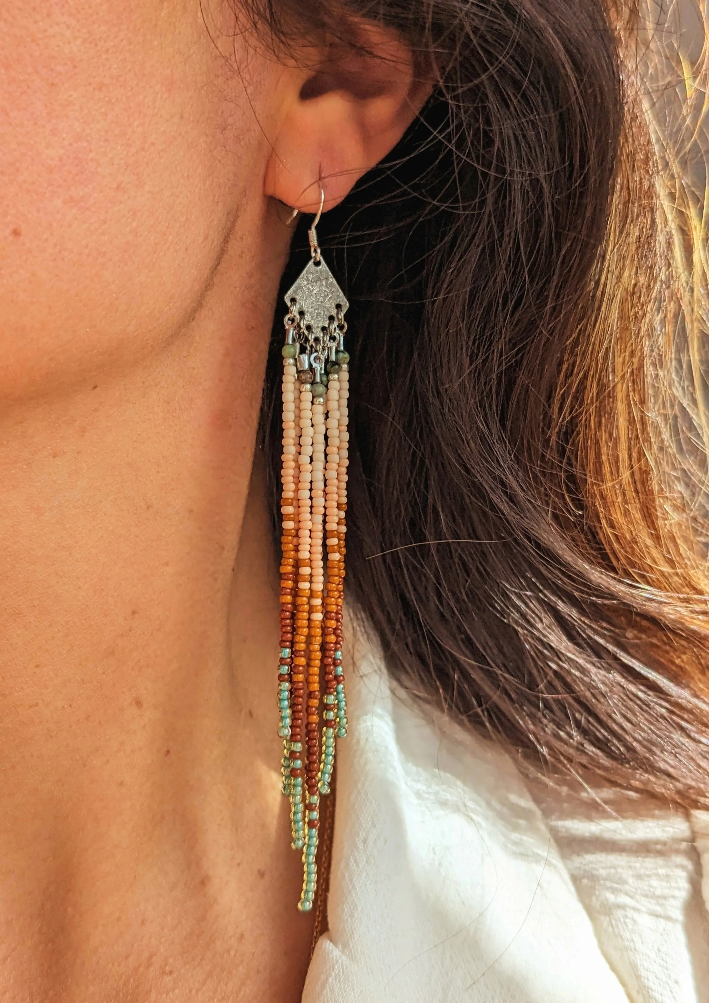 Sade Terracotta Sage Beaded Earrings