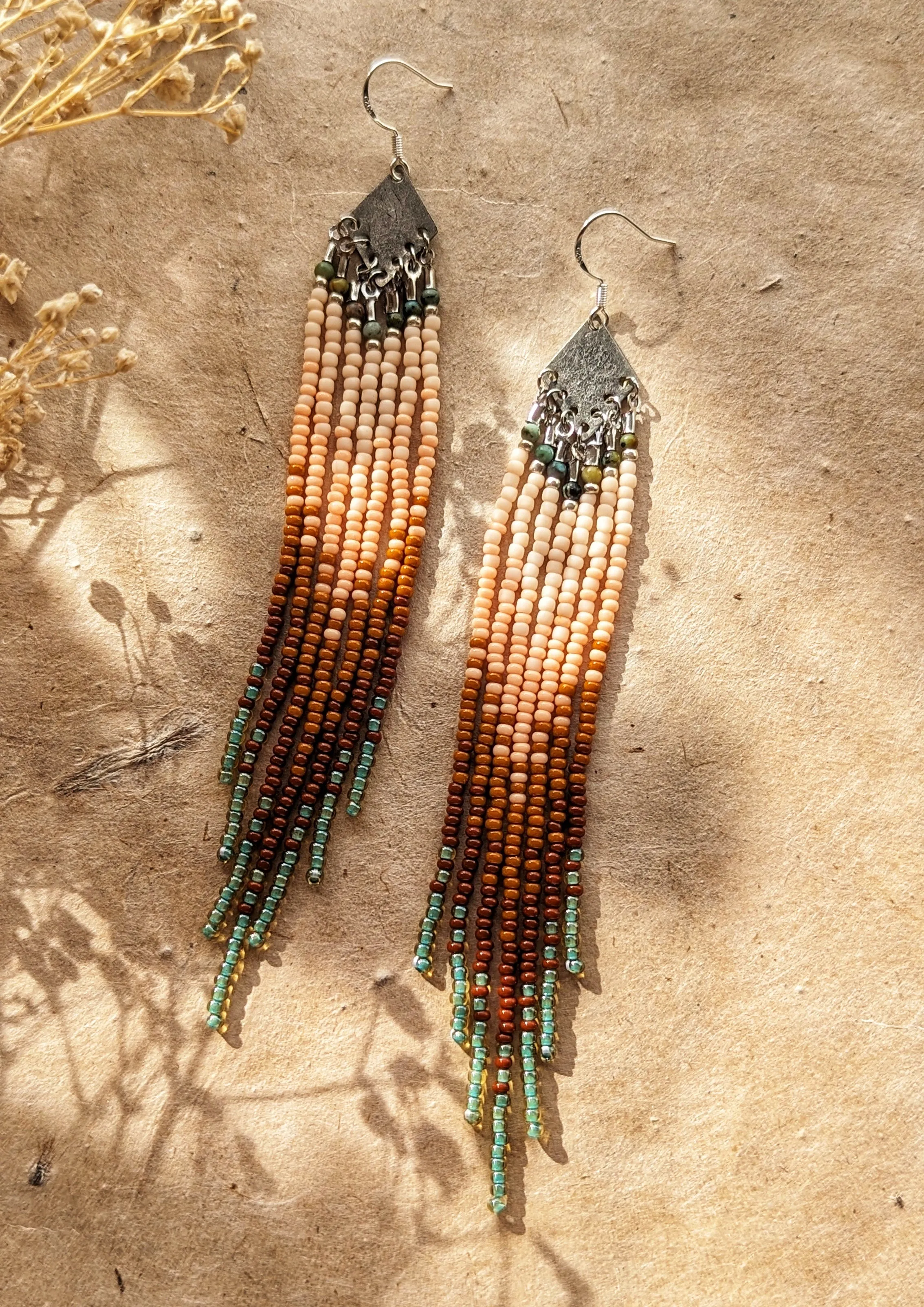 Sade Terracotta Sage Beaded Earrings