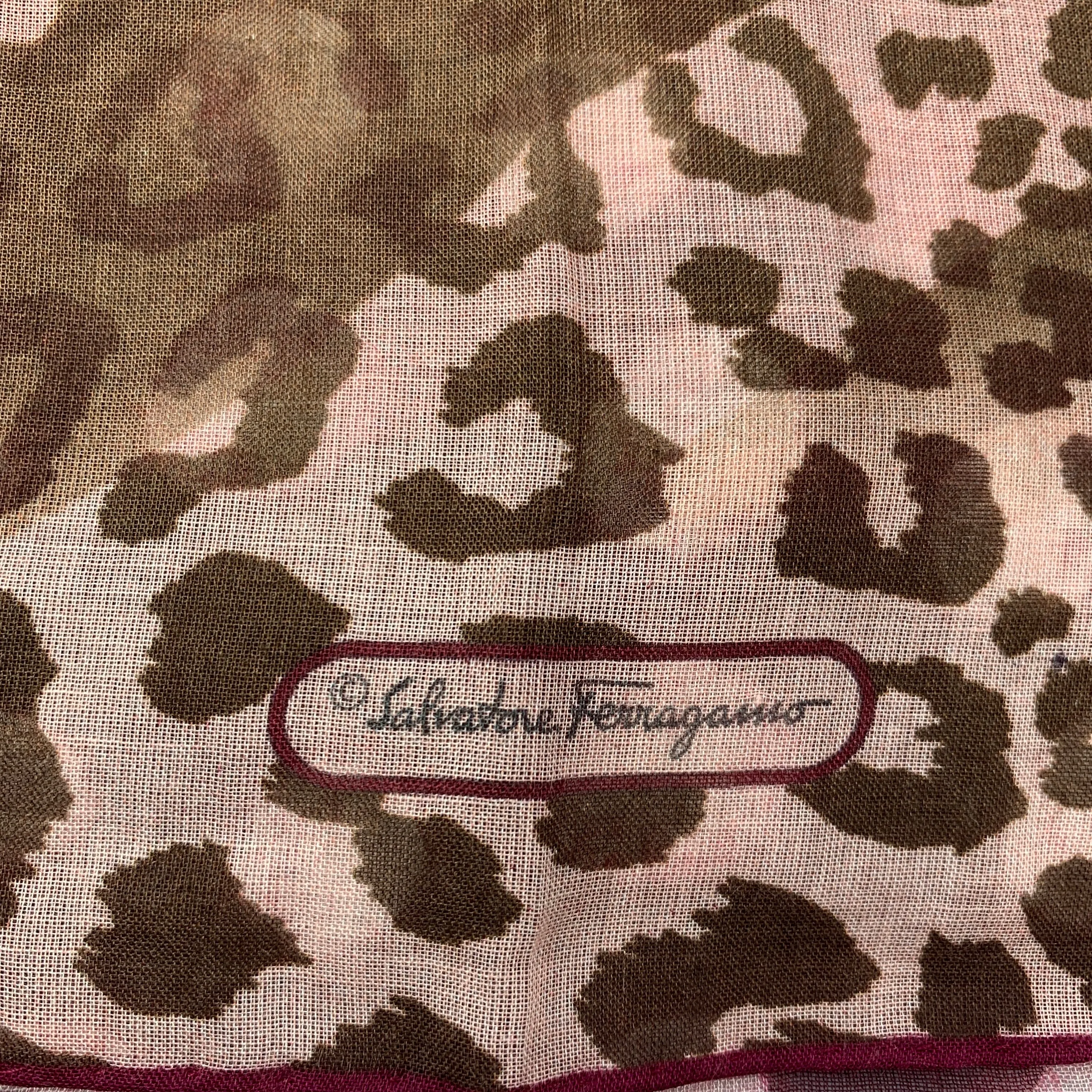 Salvatore Ferragamo Animal Print Scarf in Red and Burgundy