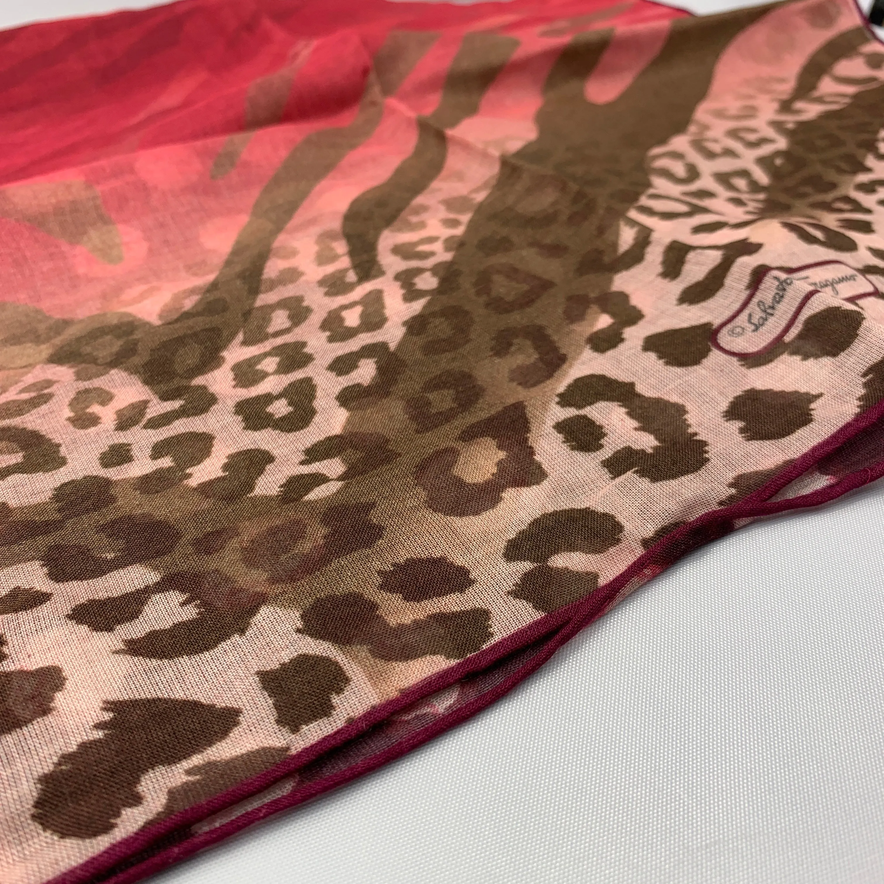 Salvatore Ferragamo Animal Print Scarf in Red and Burgundy