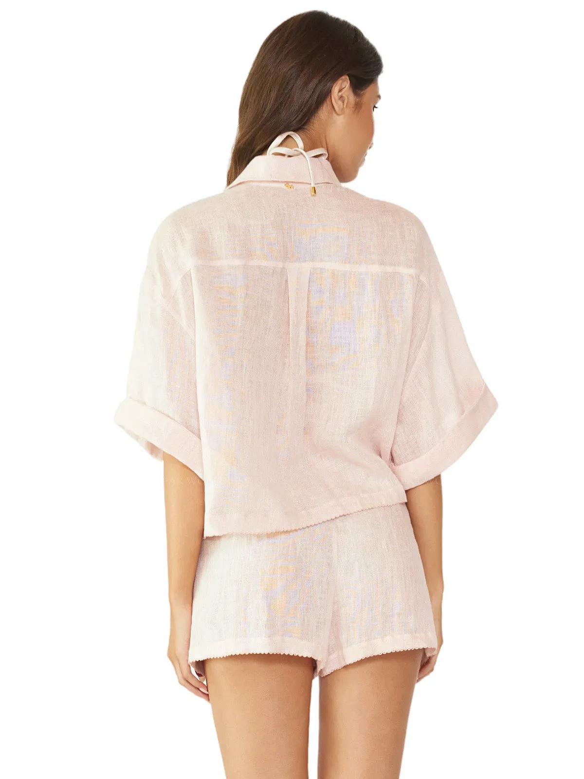 Scalloped Linen-Scalloped Linen Shorts ::RET