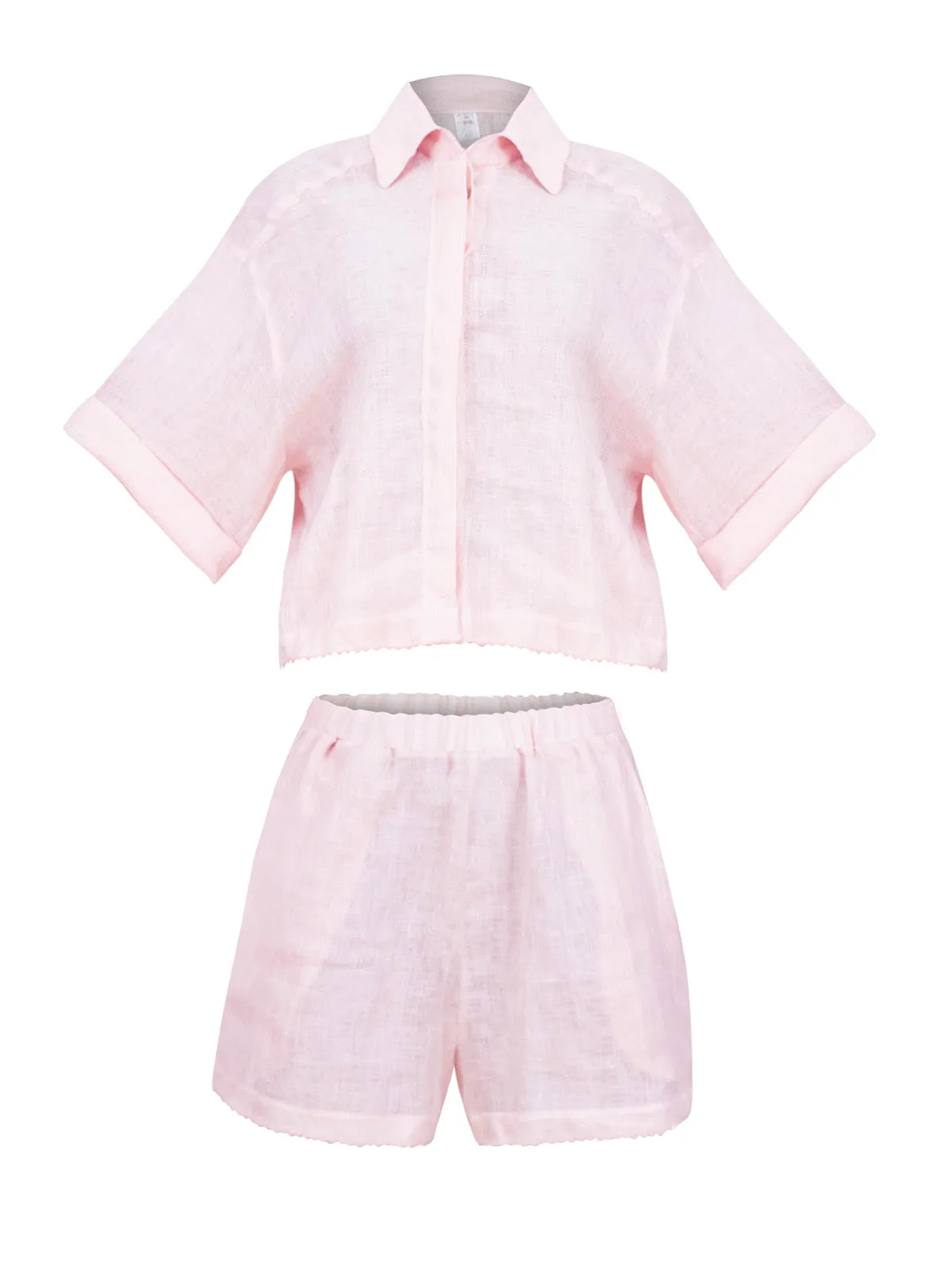 Scalloped Linen-Scalloped Linen Shorts ::RET