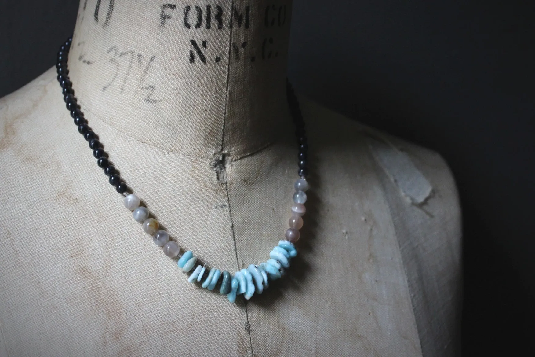 Sea's Rapture | Estuary. Hand-strung Beaded Larimar Necklace.