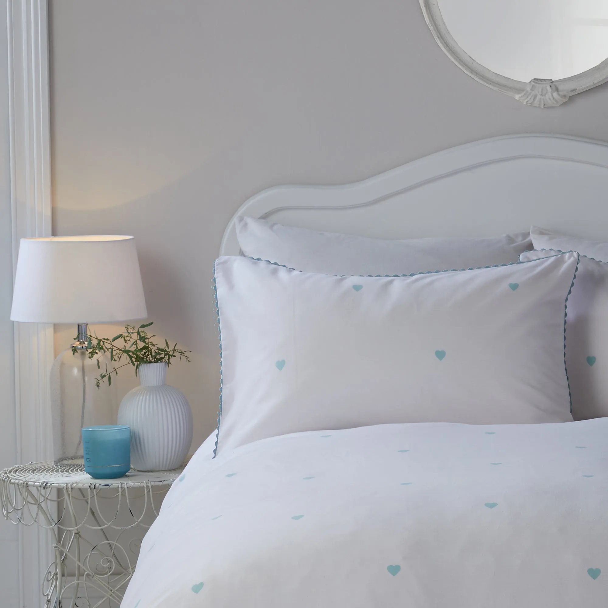 Serene Heart Duvet Cover Set - Duck Egg