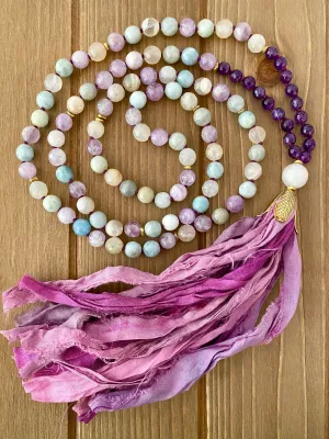 Shades of Pink Sari Silk Tassel Mala