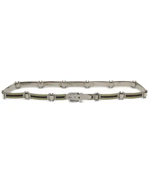 Silver belt with cream and brown enamel