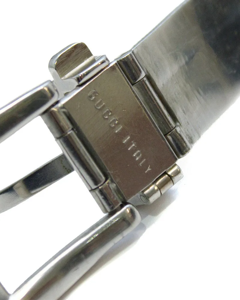 Silver belt with cream and brown enamel