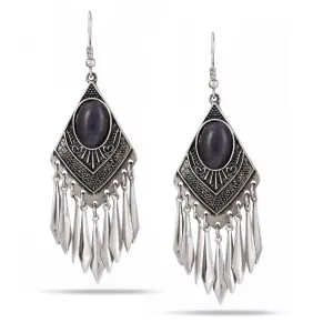 SILVER MOON STONE TASSEL  EARRING #SQ6184 (MH4)