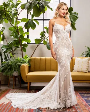 Size 18C Casablanca BL318 Robyn Nude/Ivory/Silver Gown