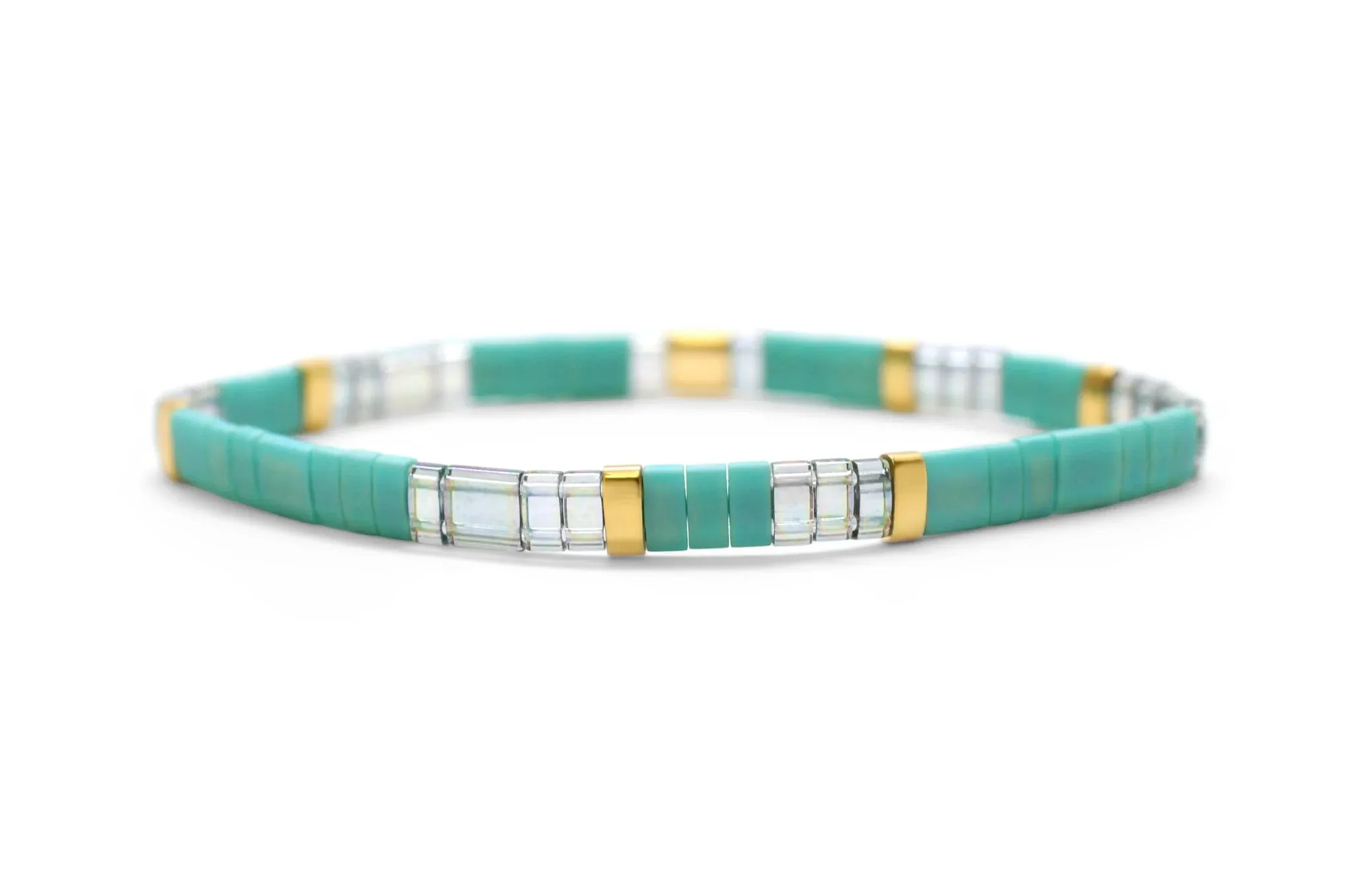 Skylar Paige BLESSED Morse Code Tila Beaded Bracelet - Treasured Teal