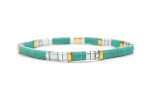 Skylar Paige BLESSED Morse Code Tila Beaded Bracelet - Treasured Teal