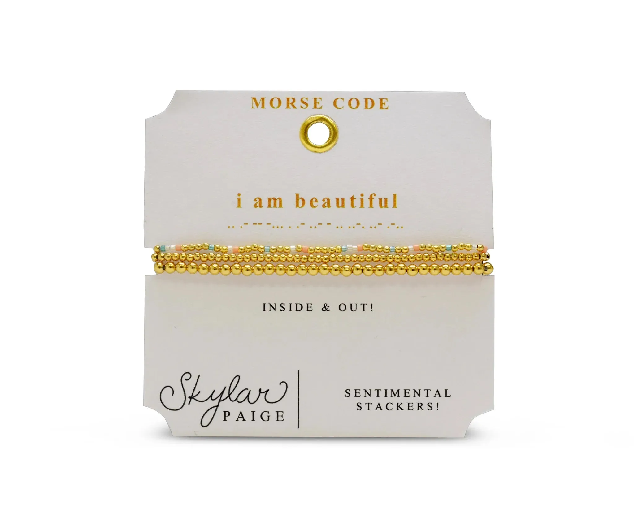 Skylar Paige I AM BEAUTIFUL Sentimental Stackers Beaded Bracelets - Prizeworthy Peach
