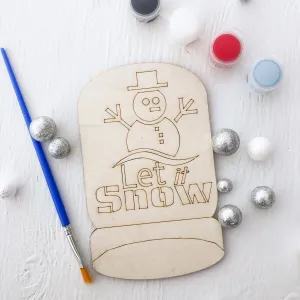 Snowman Painting by Numbers Unpainted Wood Make Your Own Sign,  Craft Kits for Kids, Winter Birthday Party Favor