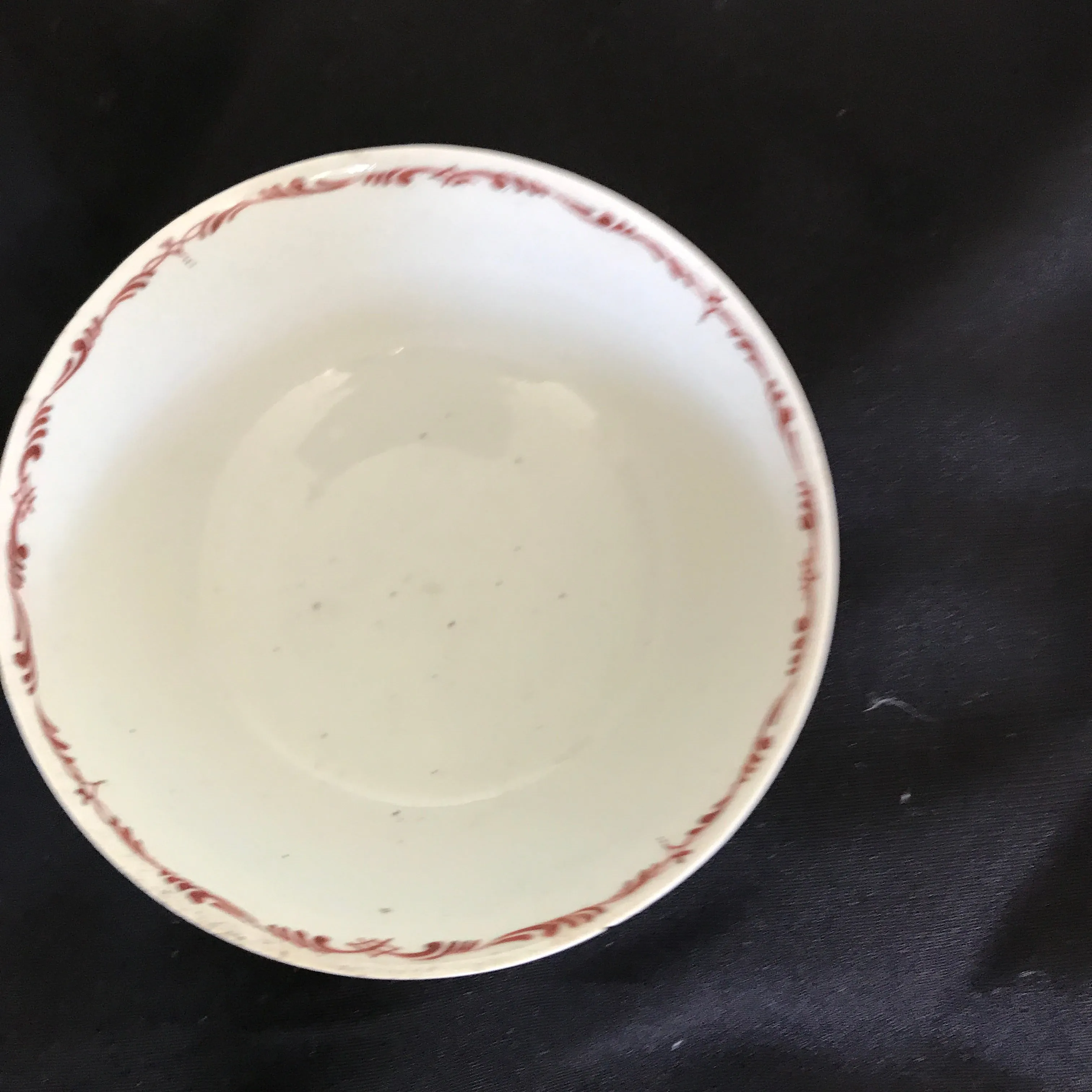 SOLD 18th Century Worcester Porcelain Bowl Transfer-Printed in Red.