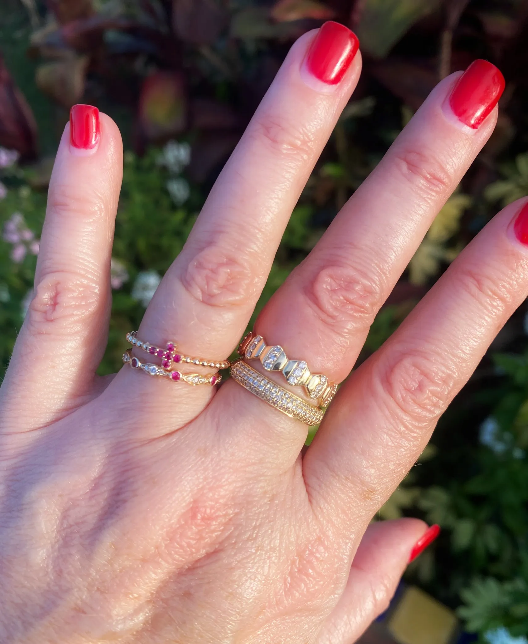 Station Diamond Pave And Color Stone Ring