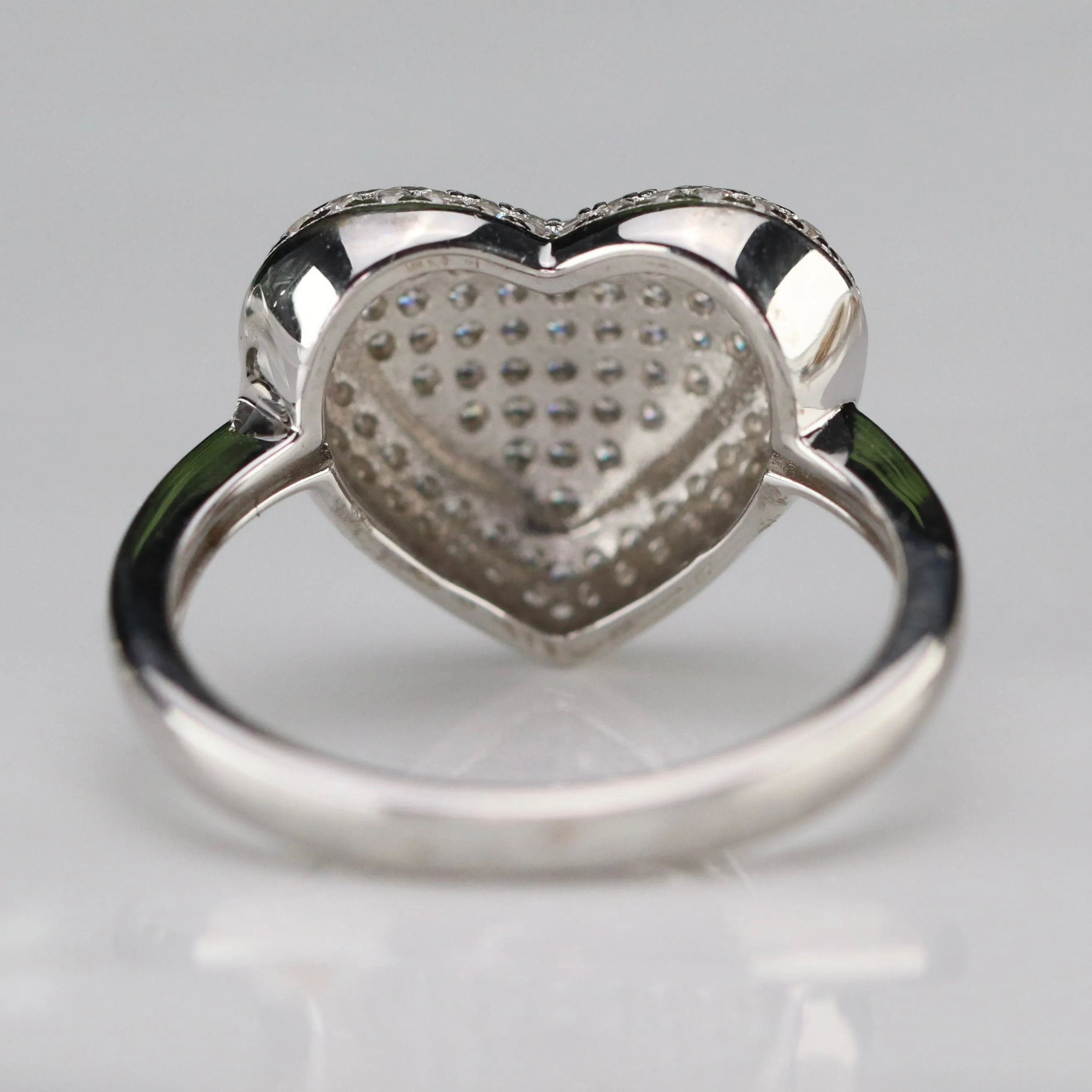 Sterling Silver studded CZ heart ring