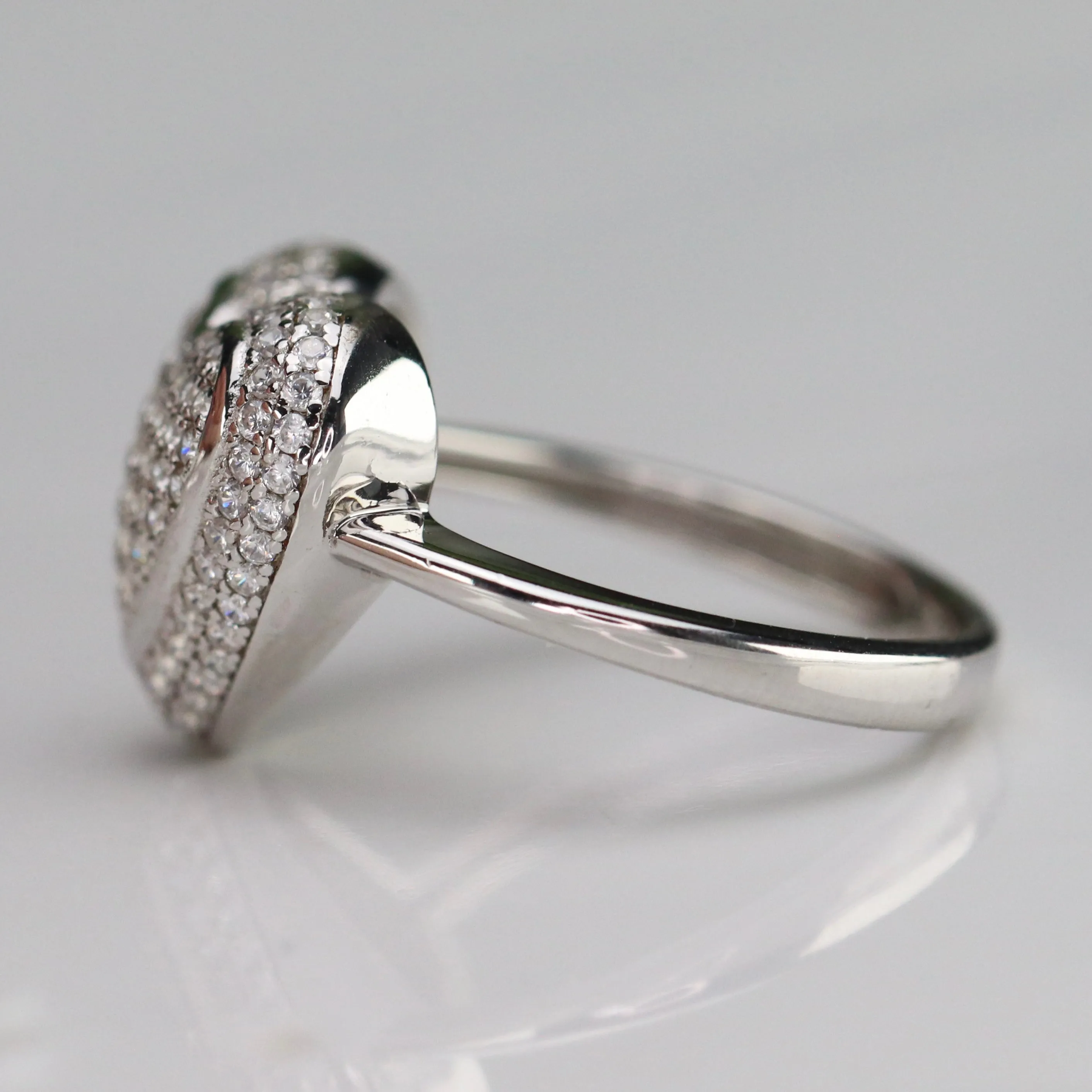 Sterling Silver studded CZ heart ring