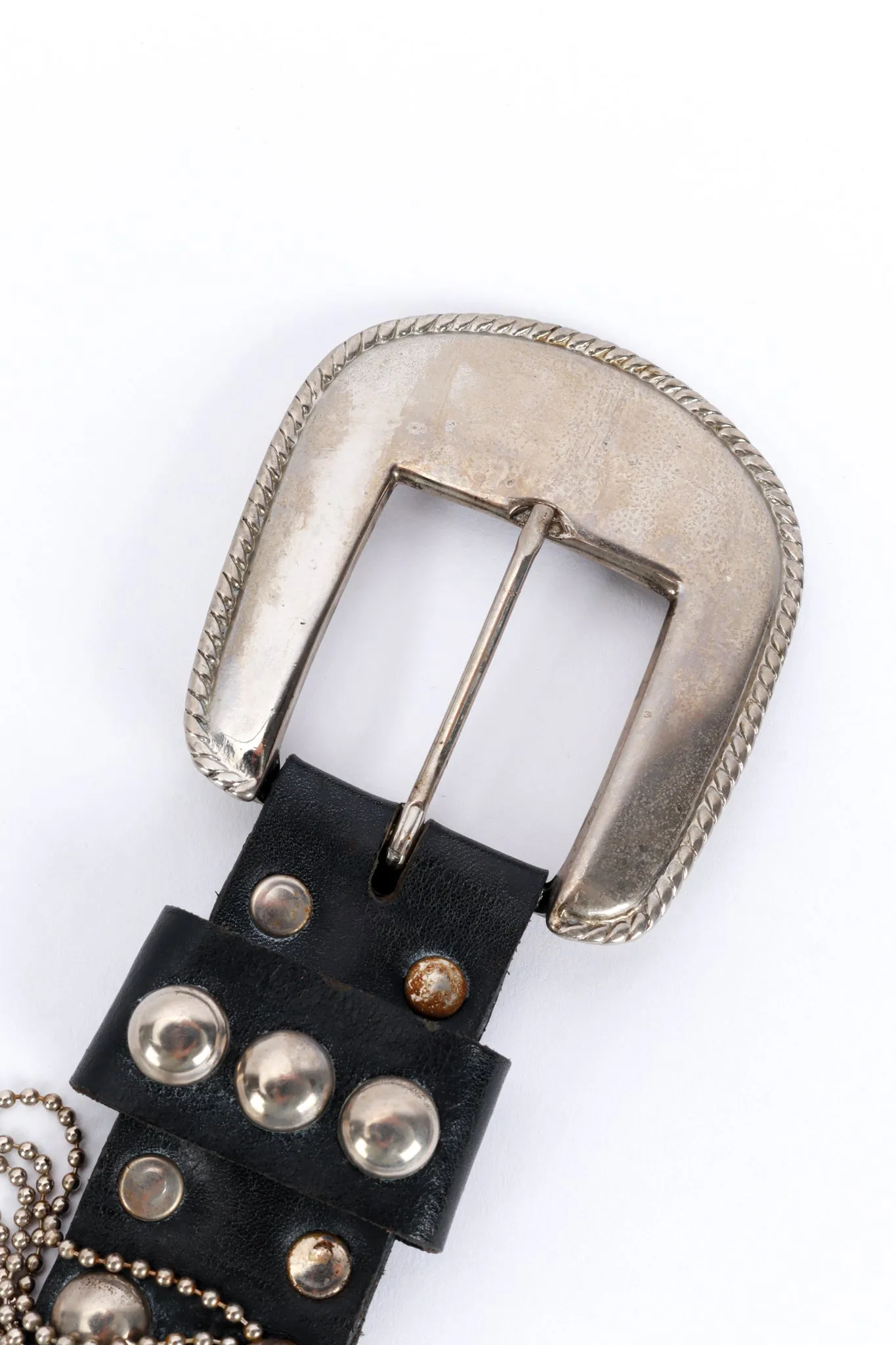 Studded Chain Drape Leather Belt