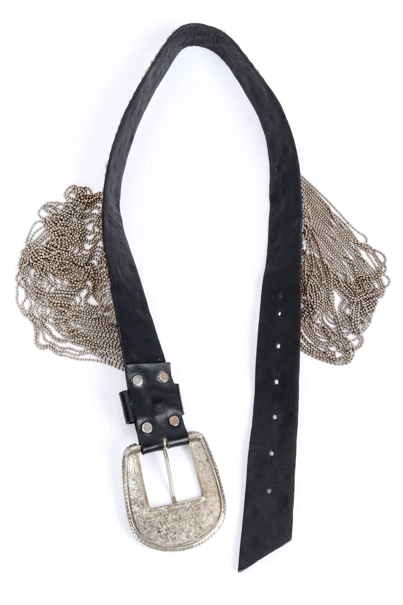 Studded Chain Drape Leather Belt