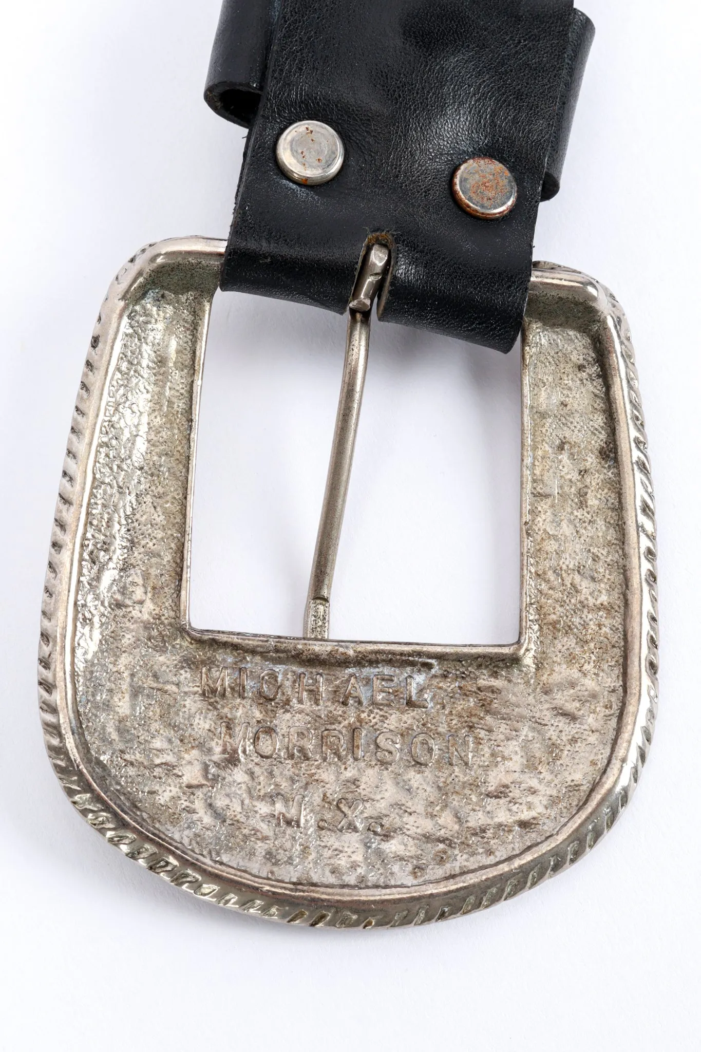 Studded Chain Drape Leather Belt