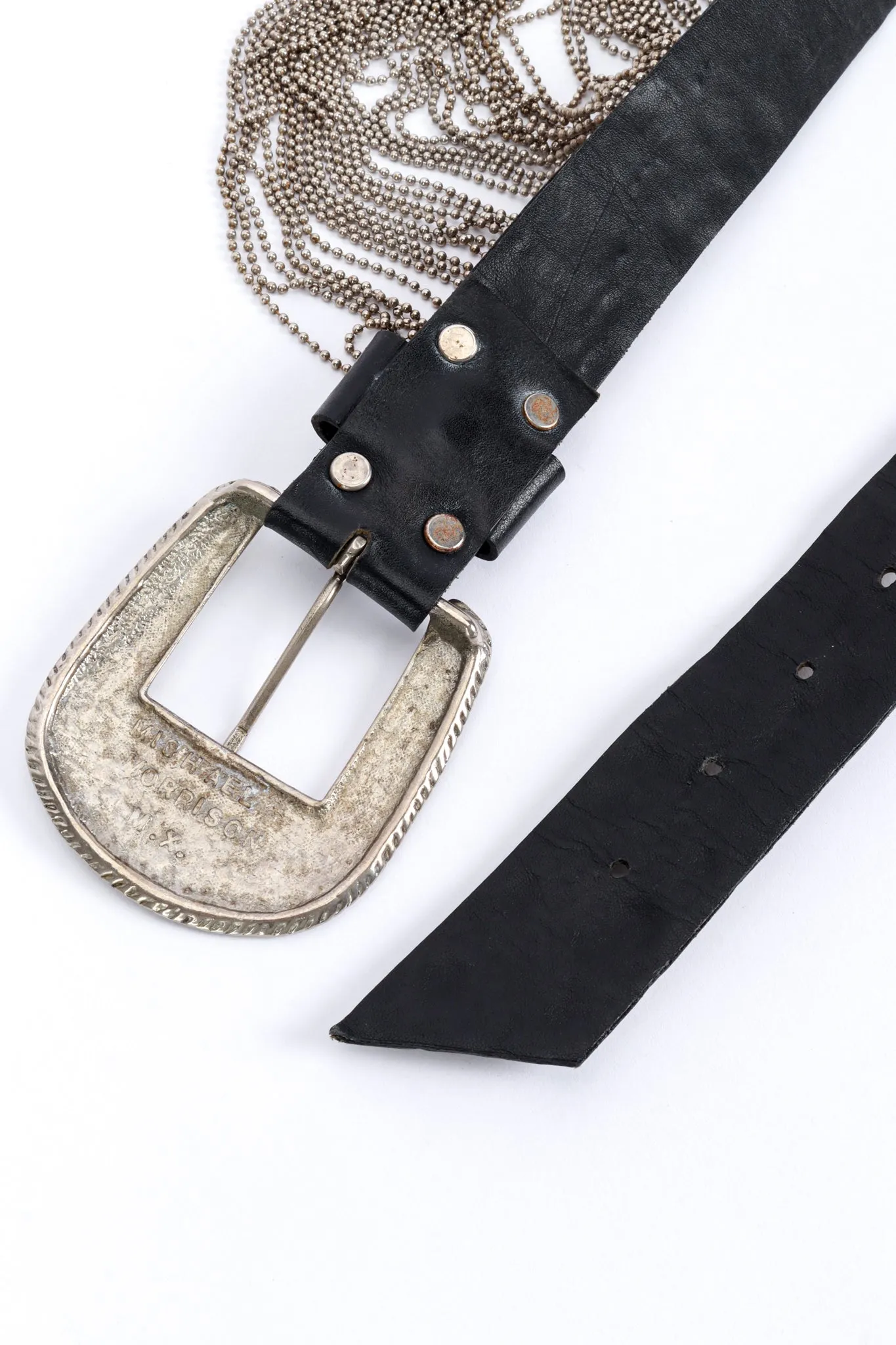 Studded Chain Drape Leather Belt