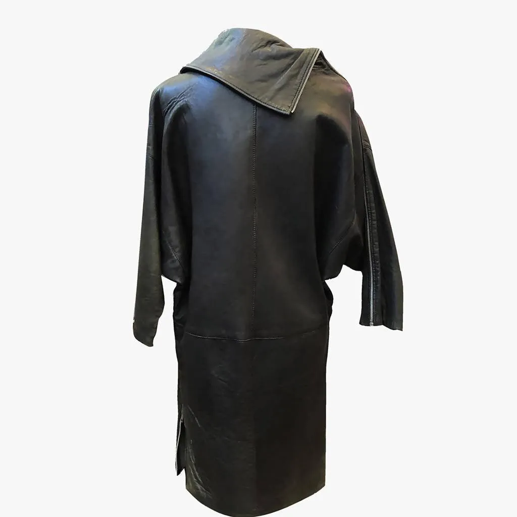 Studded Leather Dress 1980's | Size L