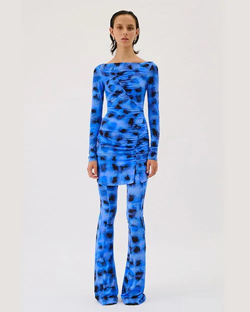 SUBOO | Shibori Long Sleeve Off Top | Blue & Black