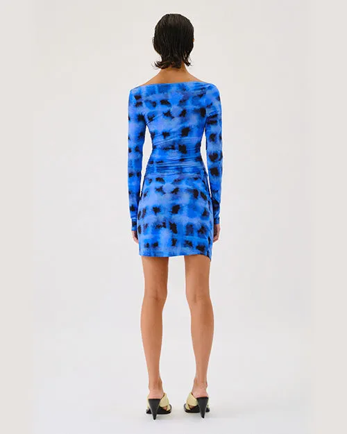 SUBOO | Shibori Long Sleeve Off Top | Blue & Black