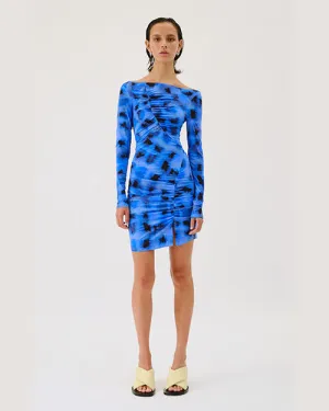 SUBOO | Shibori Long Sleeve Off Top | Blue & Black