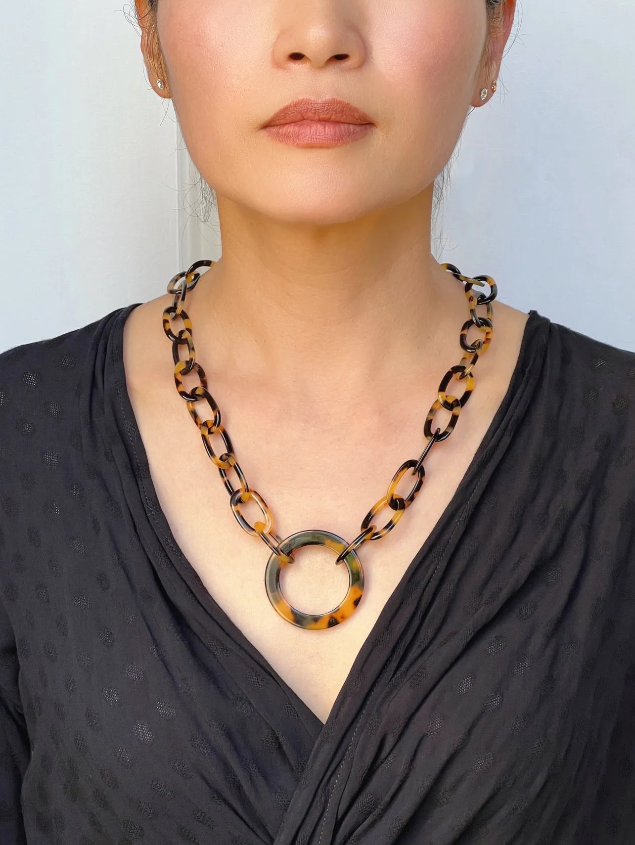 Sunglasses Dark Tortoiseshell Necklace