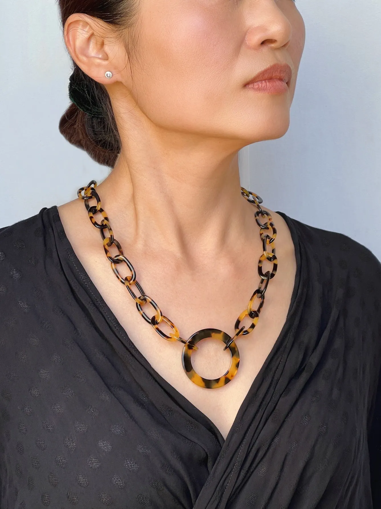 Sunglasses Dark Tortoiseshell Necklace