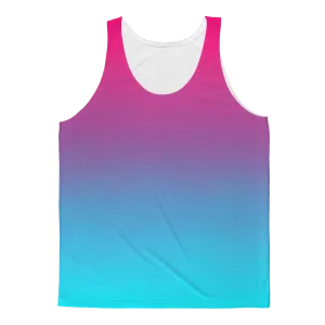 Teal Blue Faded to Hot Pink Adult Tank Top