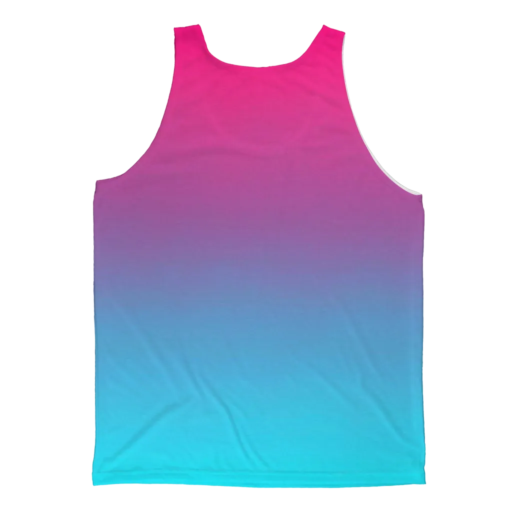 Teal Blue Faded to Hot Pink Adult Tank Top