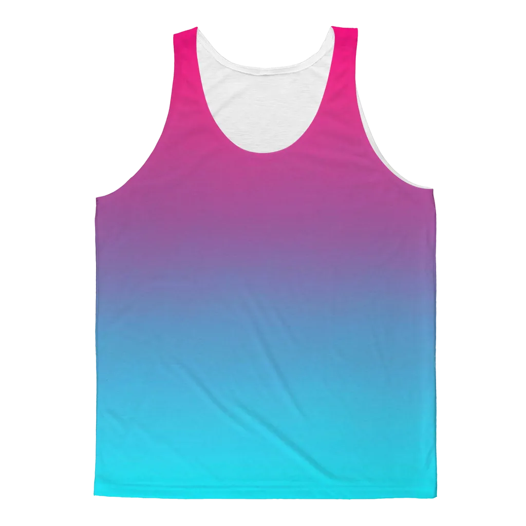 Teal Blue Faded to Hot Pink Adult Tank Top