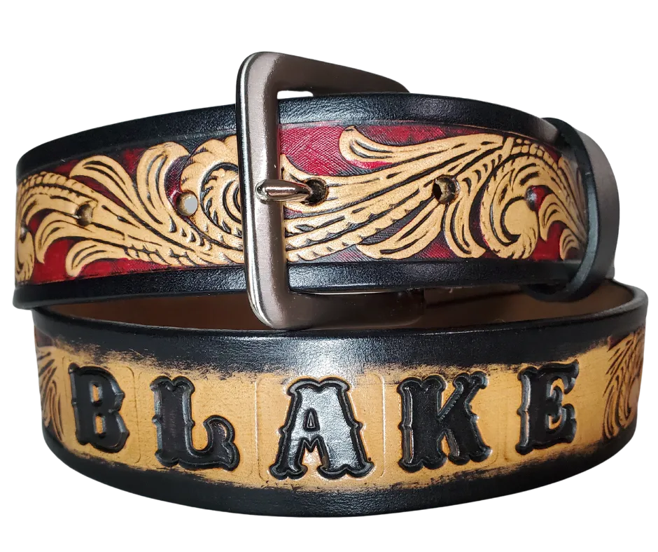The DELUXE Rustler Name Leather Belt...4 Colors