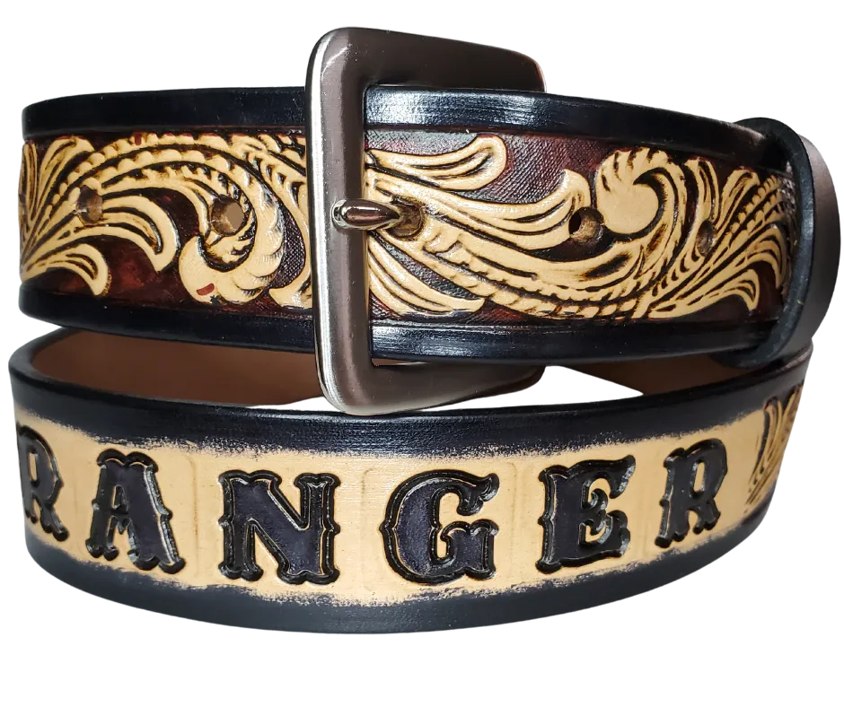 The DELUXE Rustler Name Leather Belt...4 Colors
