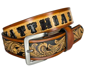 The DELUXE Rustler Name Leather Belt...4 Colors