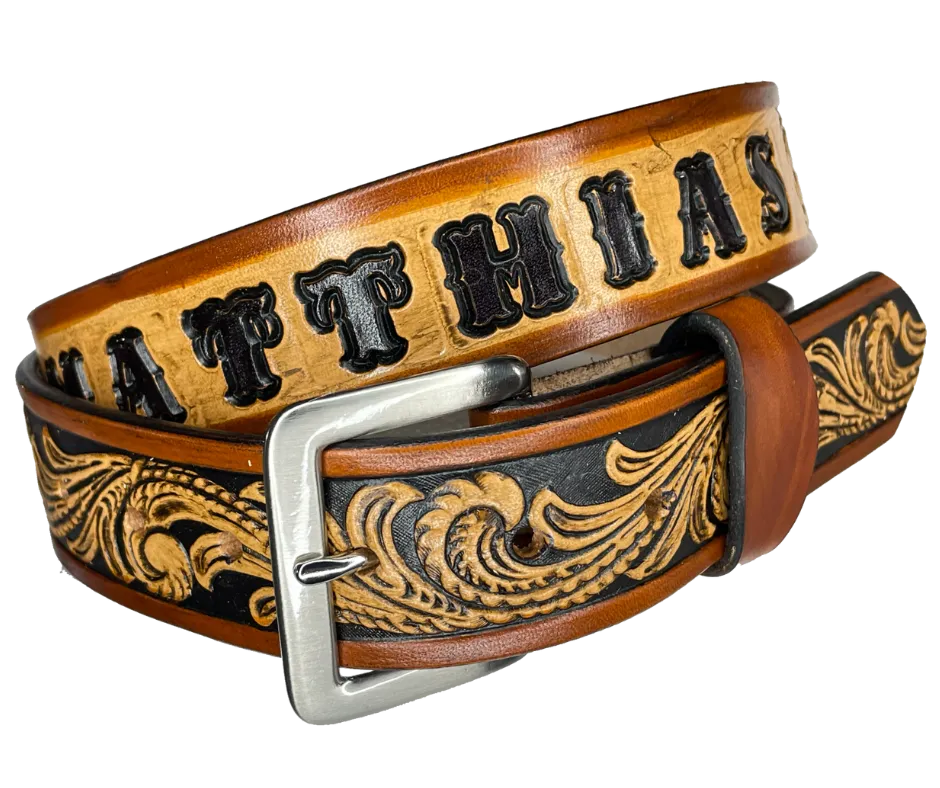 The DELUXE Rustler Name Leather Belt...4 Colors