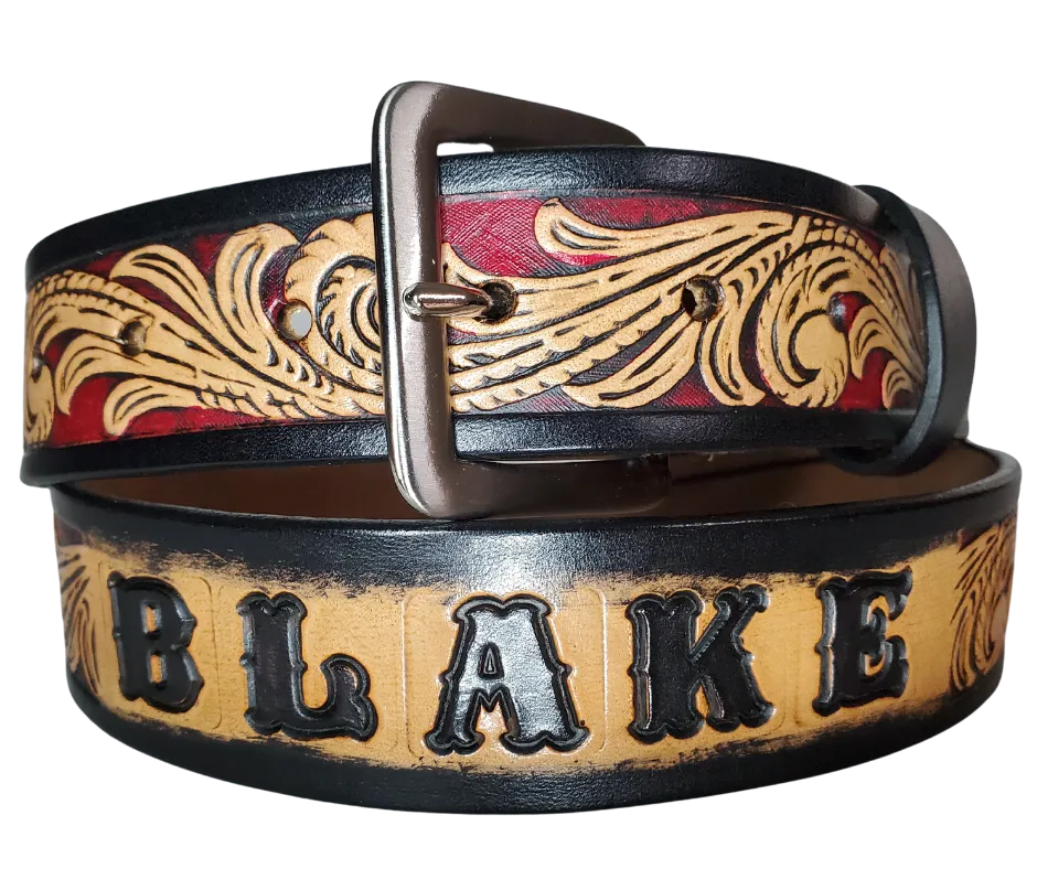 The DELUXE Rustler Name Leather Belt...4 Colors