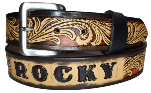 The DELUXE Rustler Name Leather Belt...4 Colors