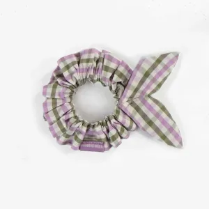 The Green   Purple Gingham Scrunchie - KIDS