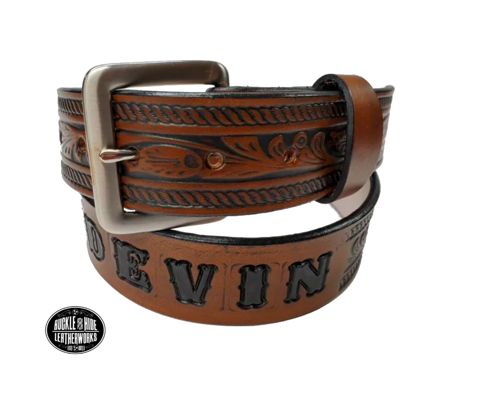 The 'High Noon" Western Name Leather Belt