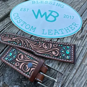 Tooled Leather Watch Band