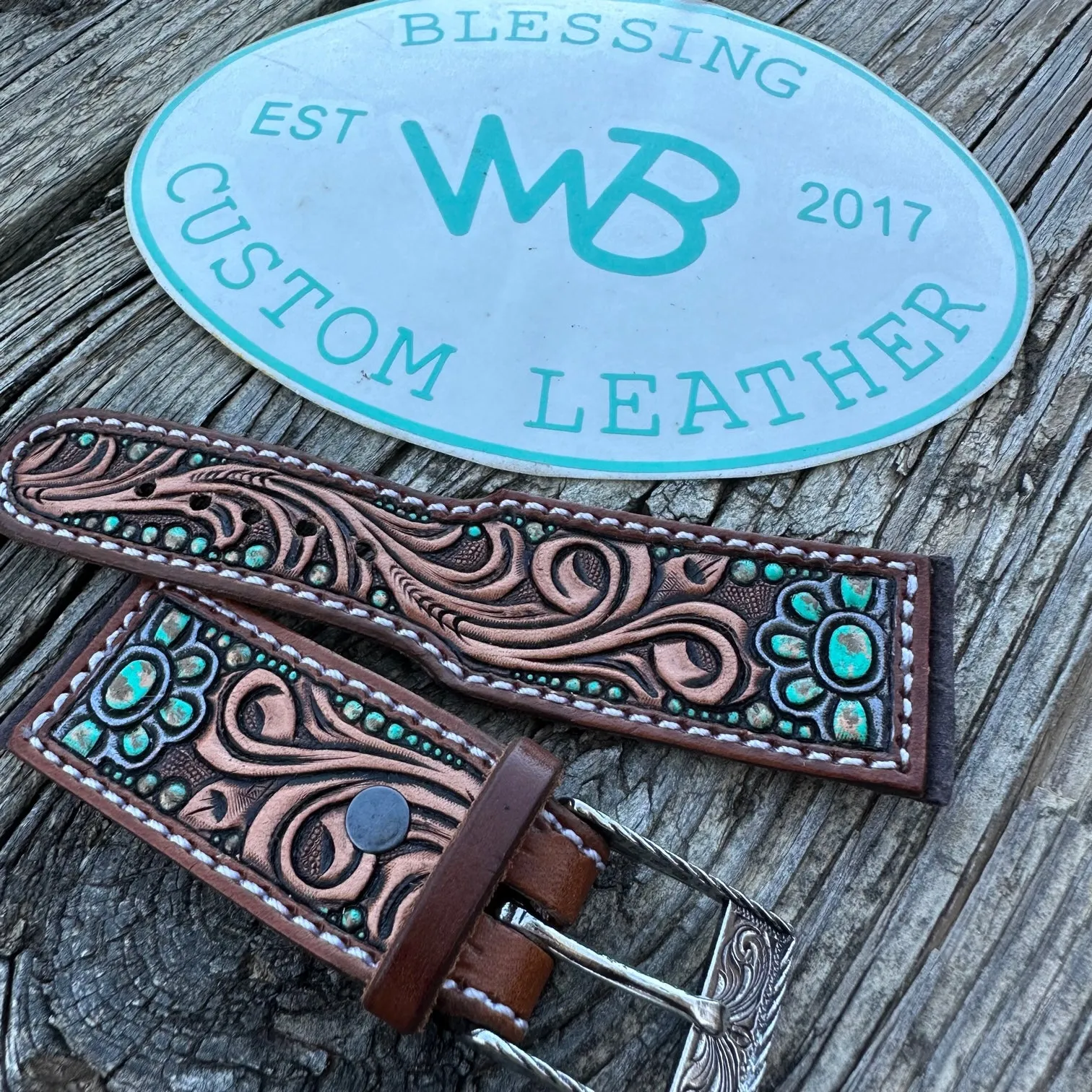 Tooled Leather Watch Band