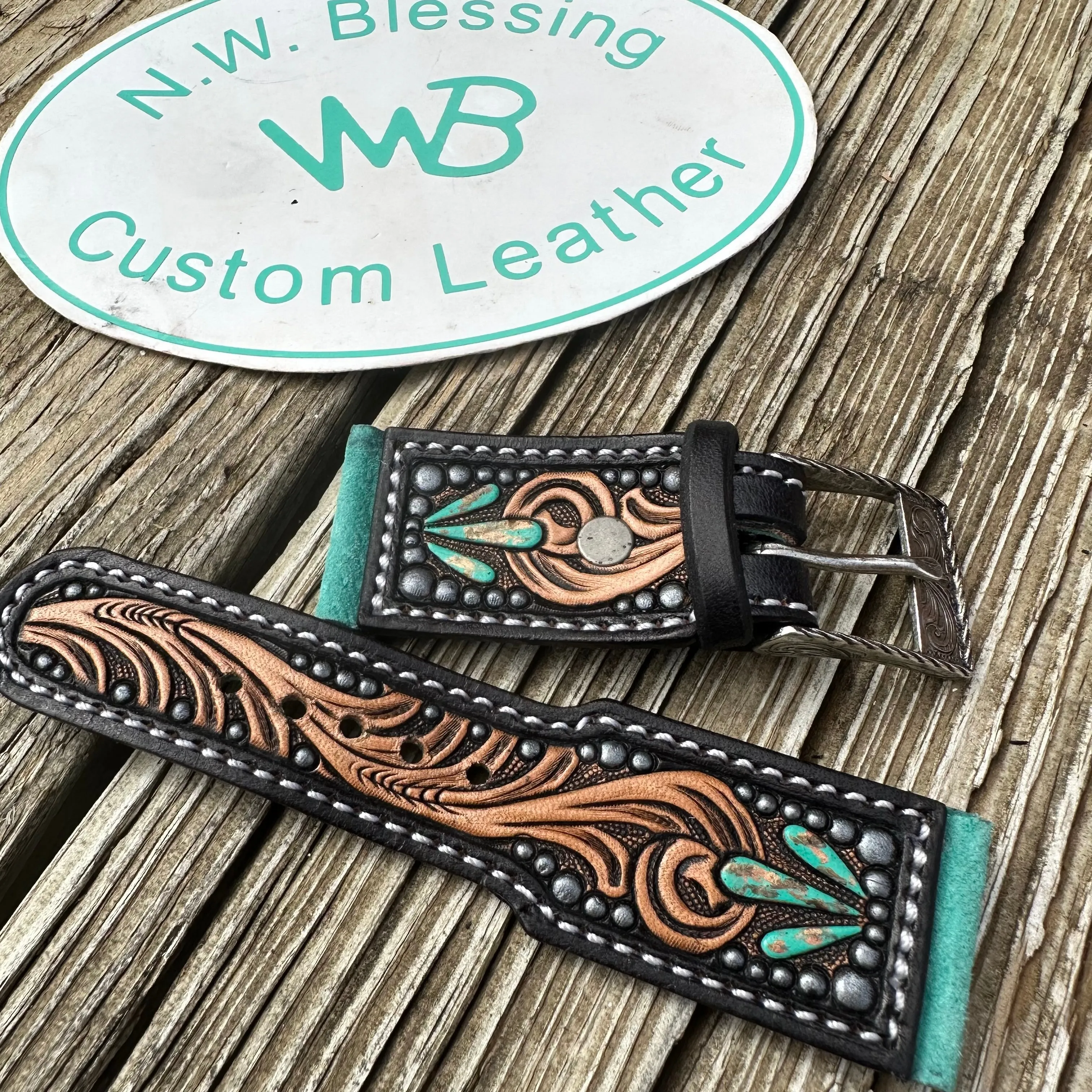 Tooled Leather  Watch Band